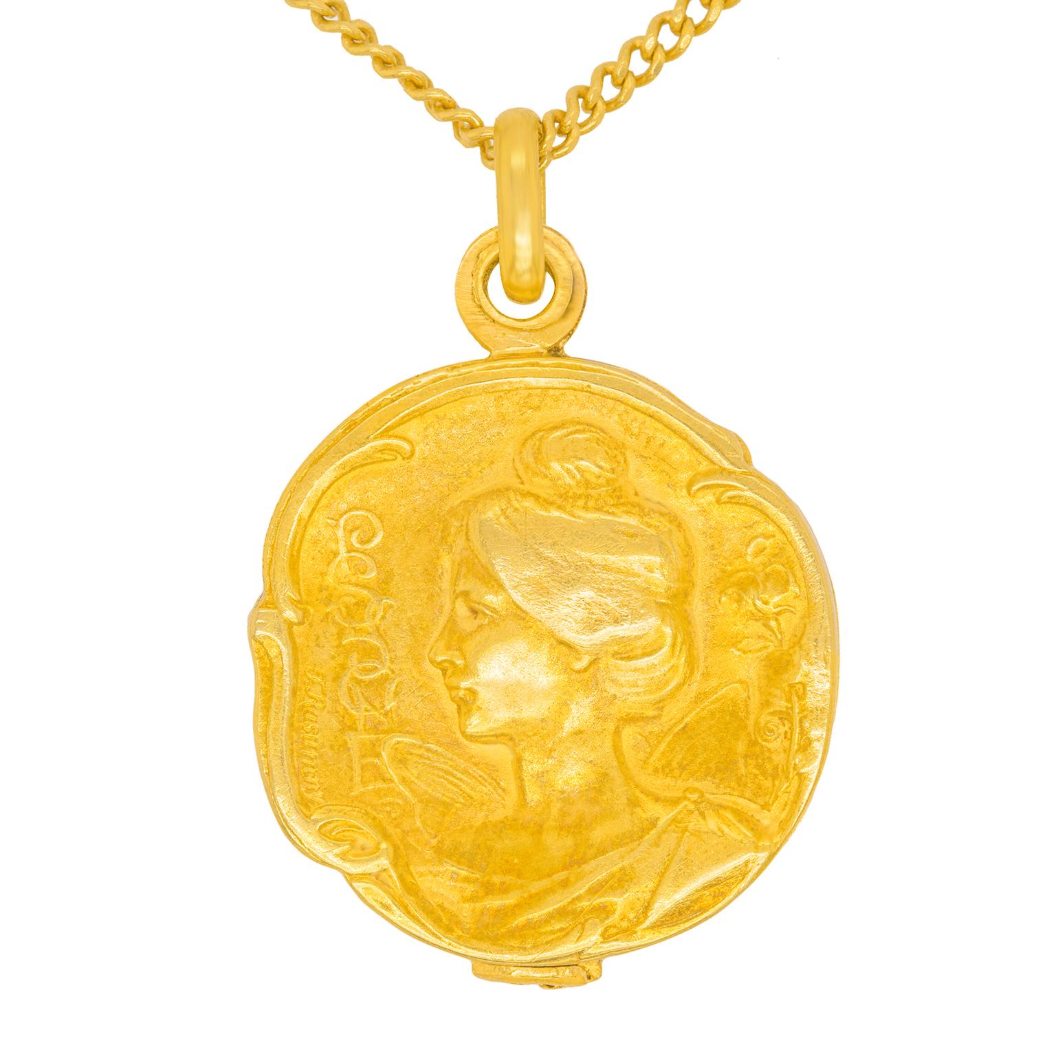 Women's or Men's Art Nouveau Gold Locket