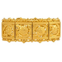Art Nouveau Gold Panel Link Bracelet