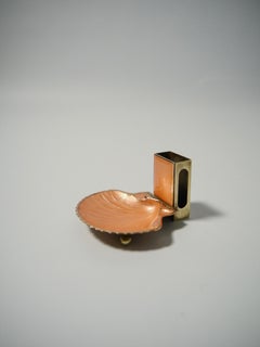 Art Nouveau Gold-Plated and Enameled Copper Matchstick Box Holder