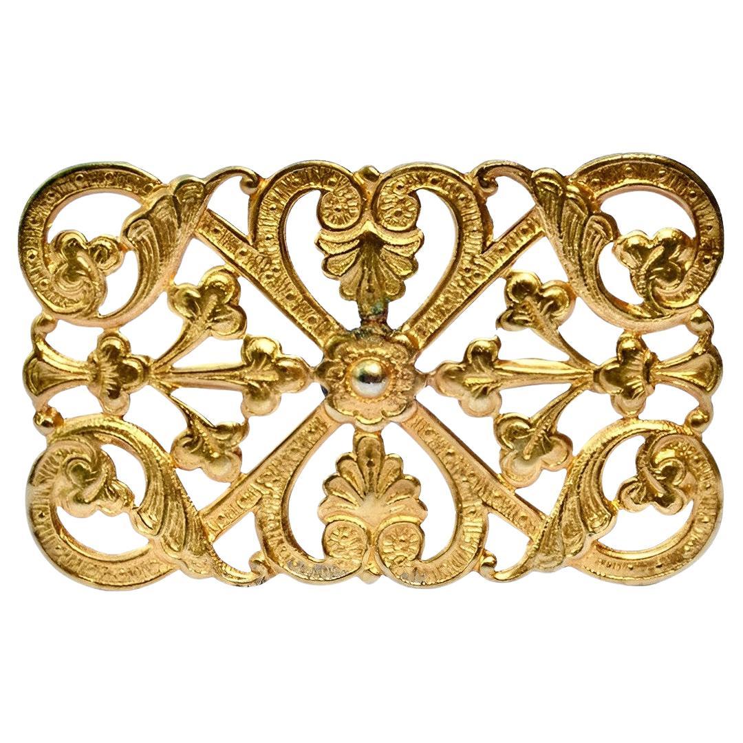 Alfiler de sombrero Art Nouveau chapado en oro