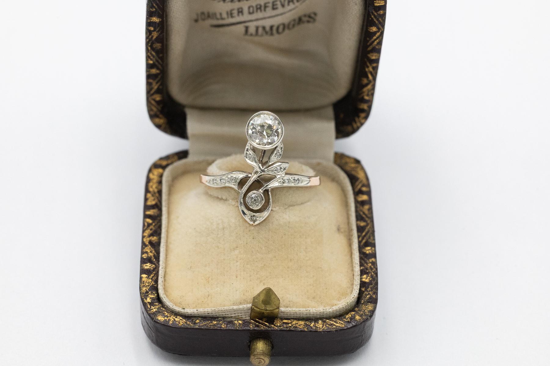 Art Nouveau gold ring with a 0.70ct old brilliant-cut diamond, Austria-Hungary For Sale 1