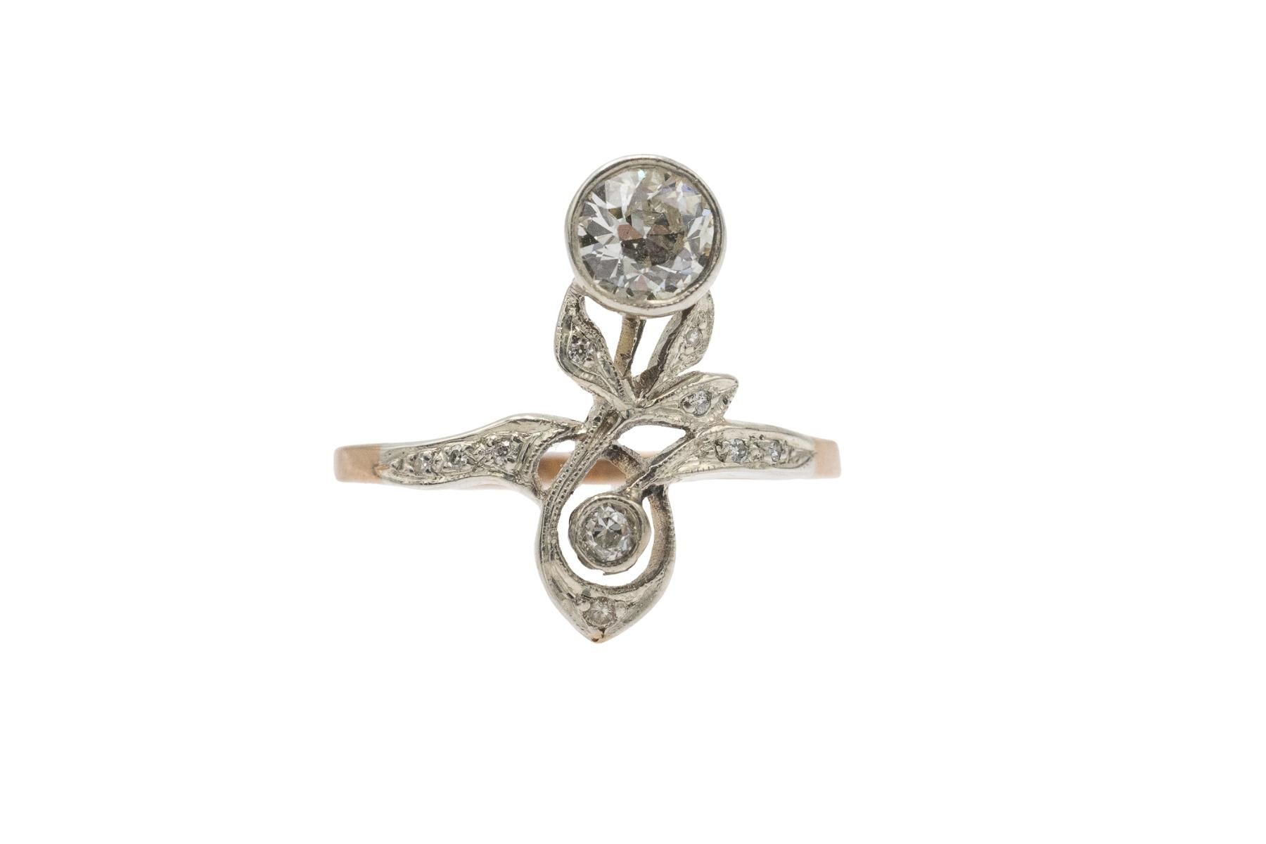 Art Nouveau gold ring with a 0.70ct old brilliant-cut diamond, Austria-Hungary For Sale 2