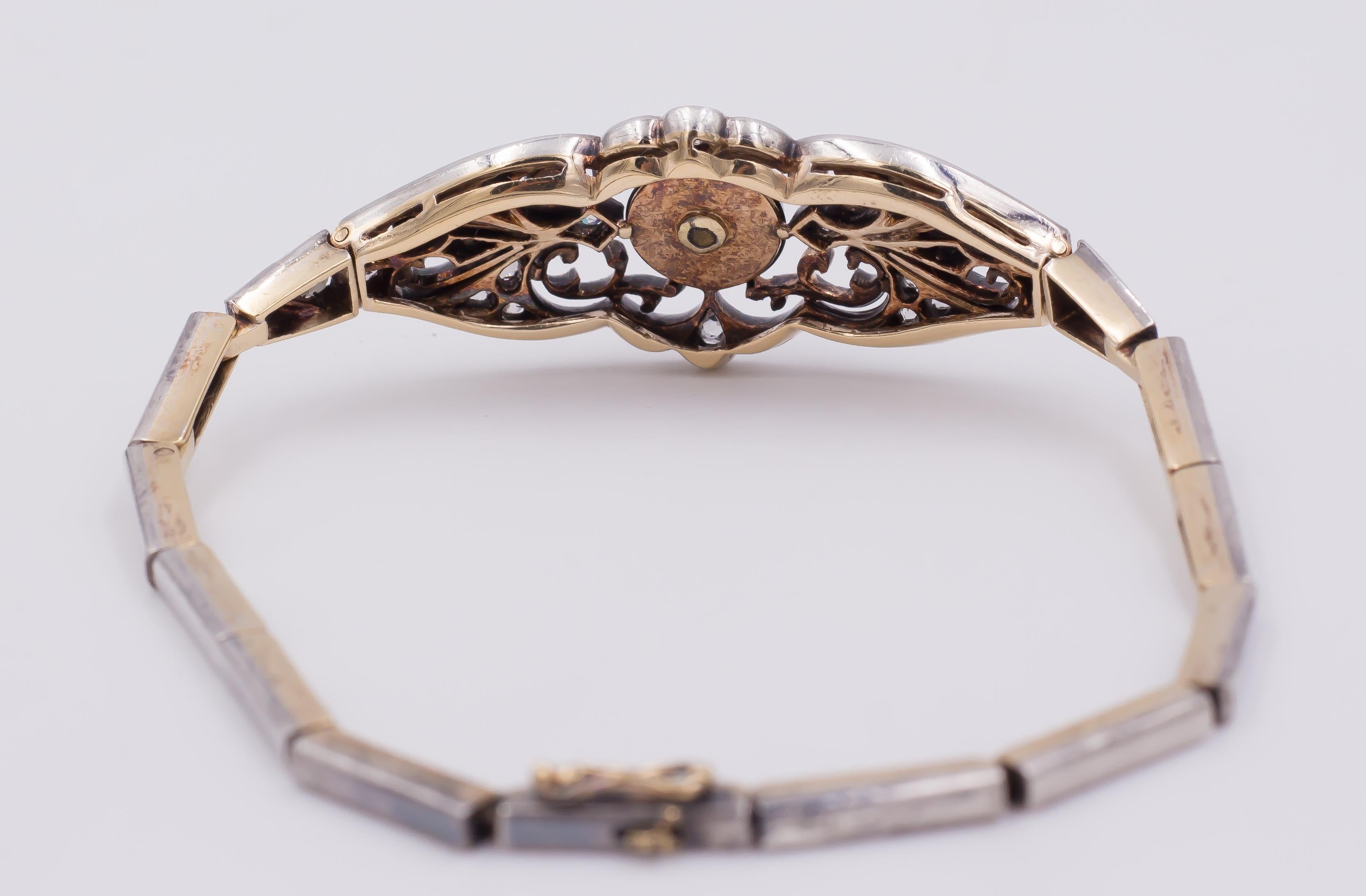Women's Art Nouveau Gold, Silver, Diamond and Onyx Choker Necklace/Bracelet