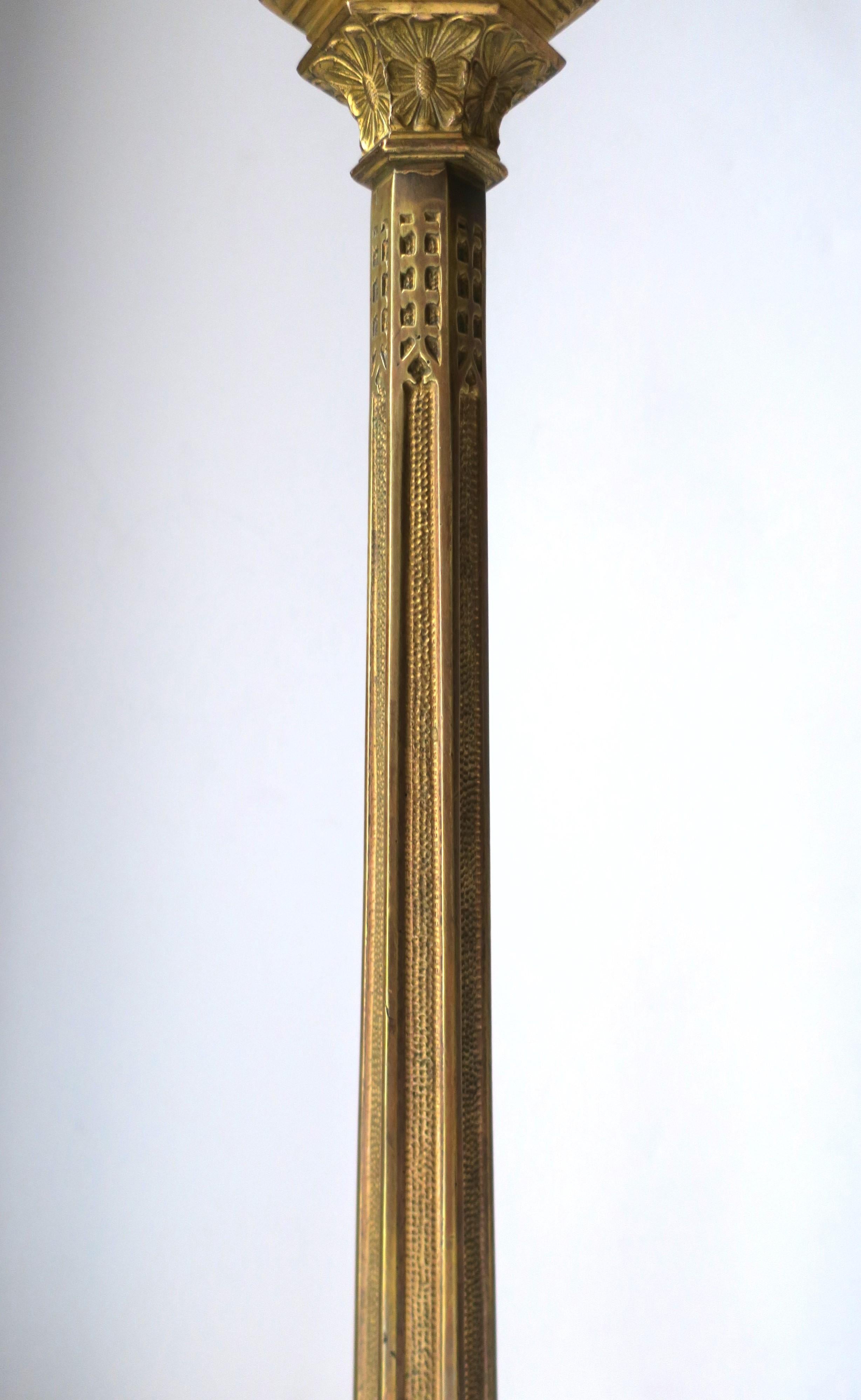 Art Nouveau Gothic Brass Candlesticks Holders Tall, Pair 6