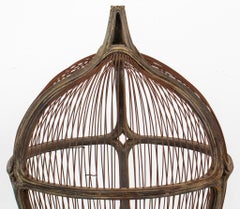 Art Nouveau Gray-Painted Wooden Bird Cage
