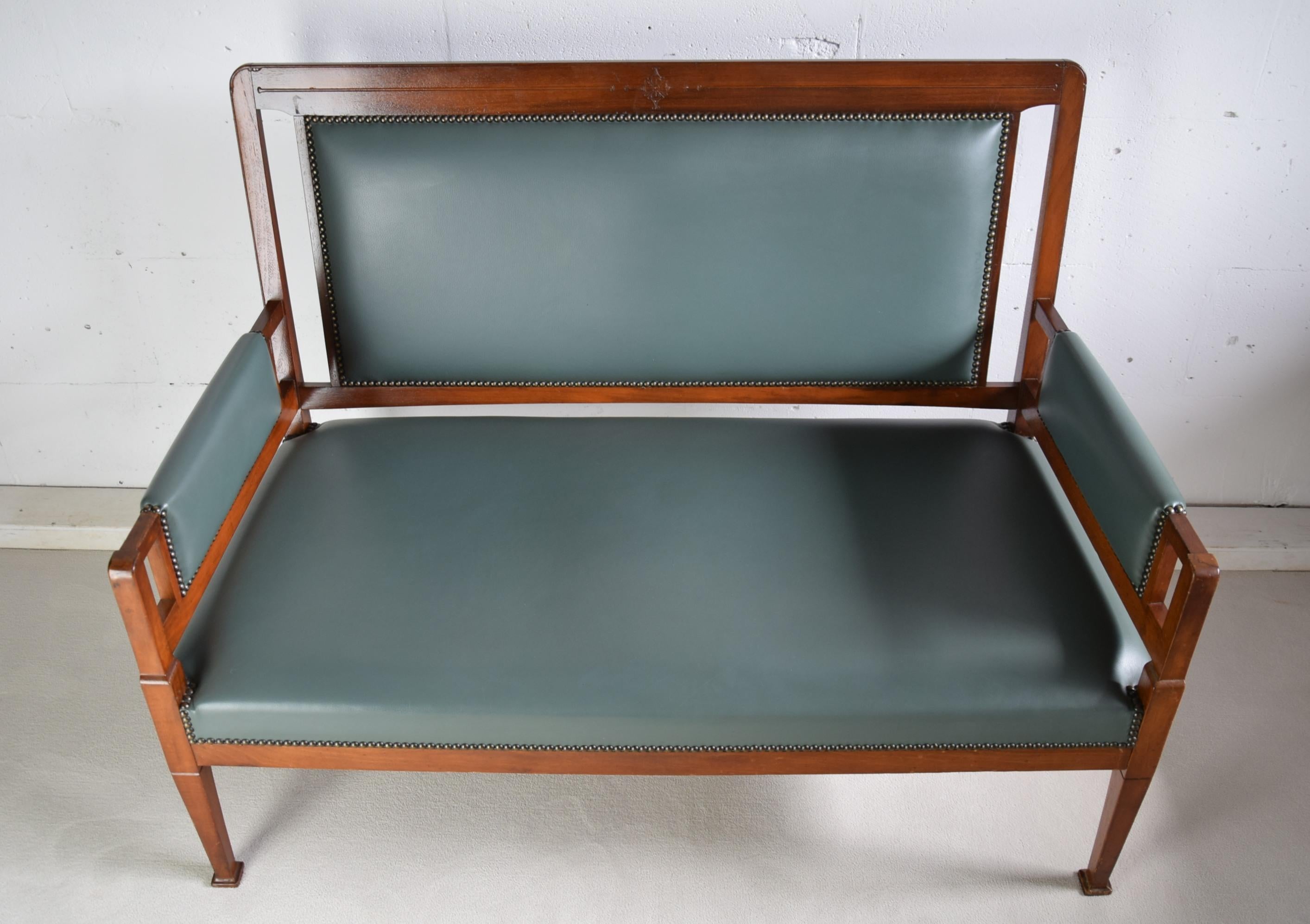 Art Nouveau Green and Brown Sofa 2