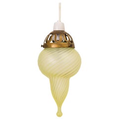 Art Nouveau Green Glass Teardrop Pendant Light