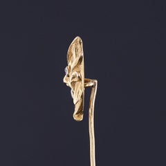 Art Nouveau Greenman Stickpin of 14k Gold, Circa 1890