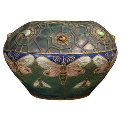 Vase en forme de bol Art Nouveau Gres Bijou Butterfly & Spiderweb de RStK Amphora