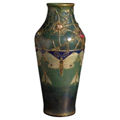 Vase semi-ramique Art Nouveau Gres Bijou Butterfly & Spiderweb de RStK Amphora