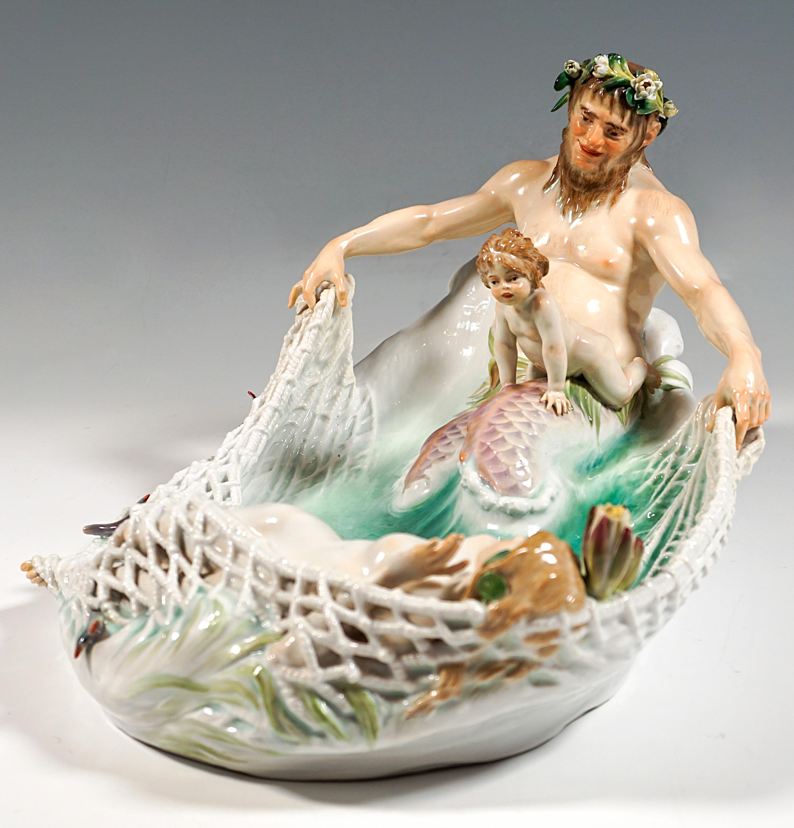 Early 20th Century Art Nouveau Group 'Capture Of A Nymph', by Paul Helmig, Meissen Germany, Ca 1902
