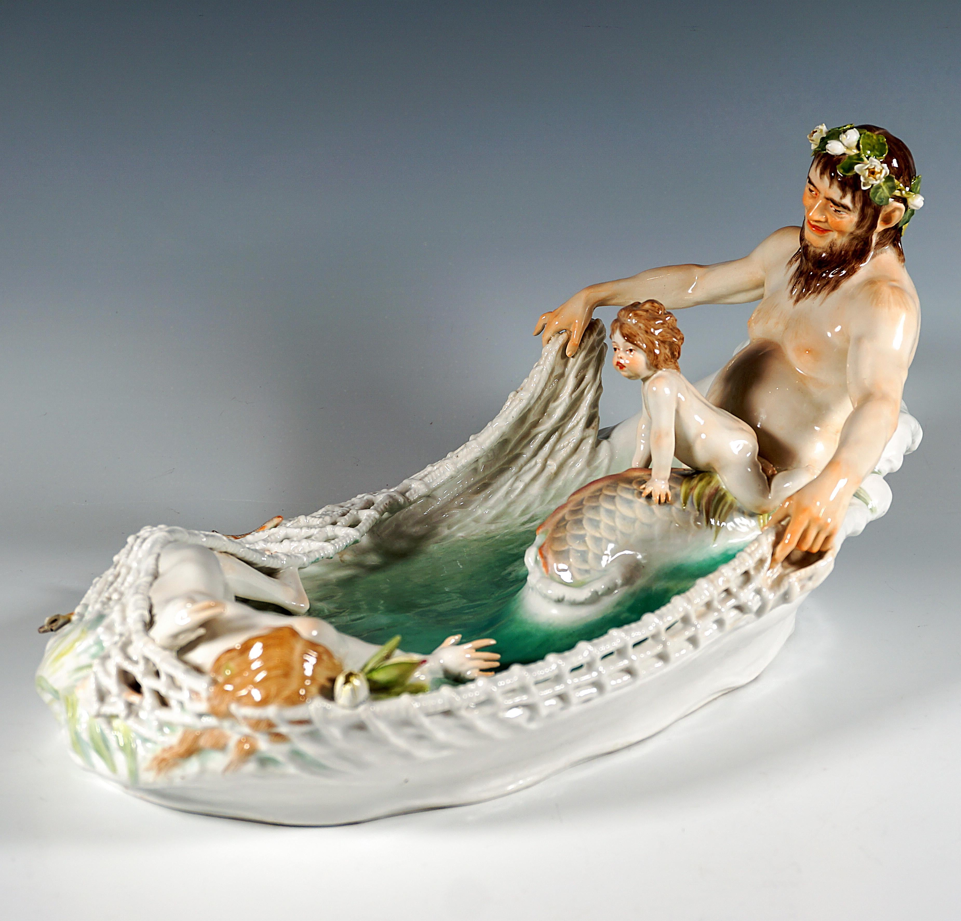 Gruppo Art Nouveau 'Cattura di una ninfa', di Paul Helmig, Meissen Germania, 1902 ca. In condizioni buone in vendita a Vienna, AT