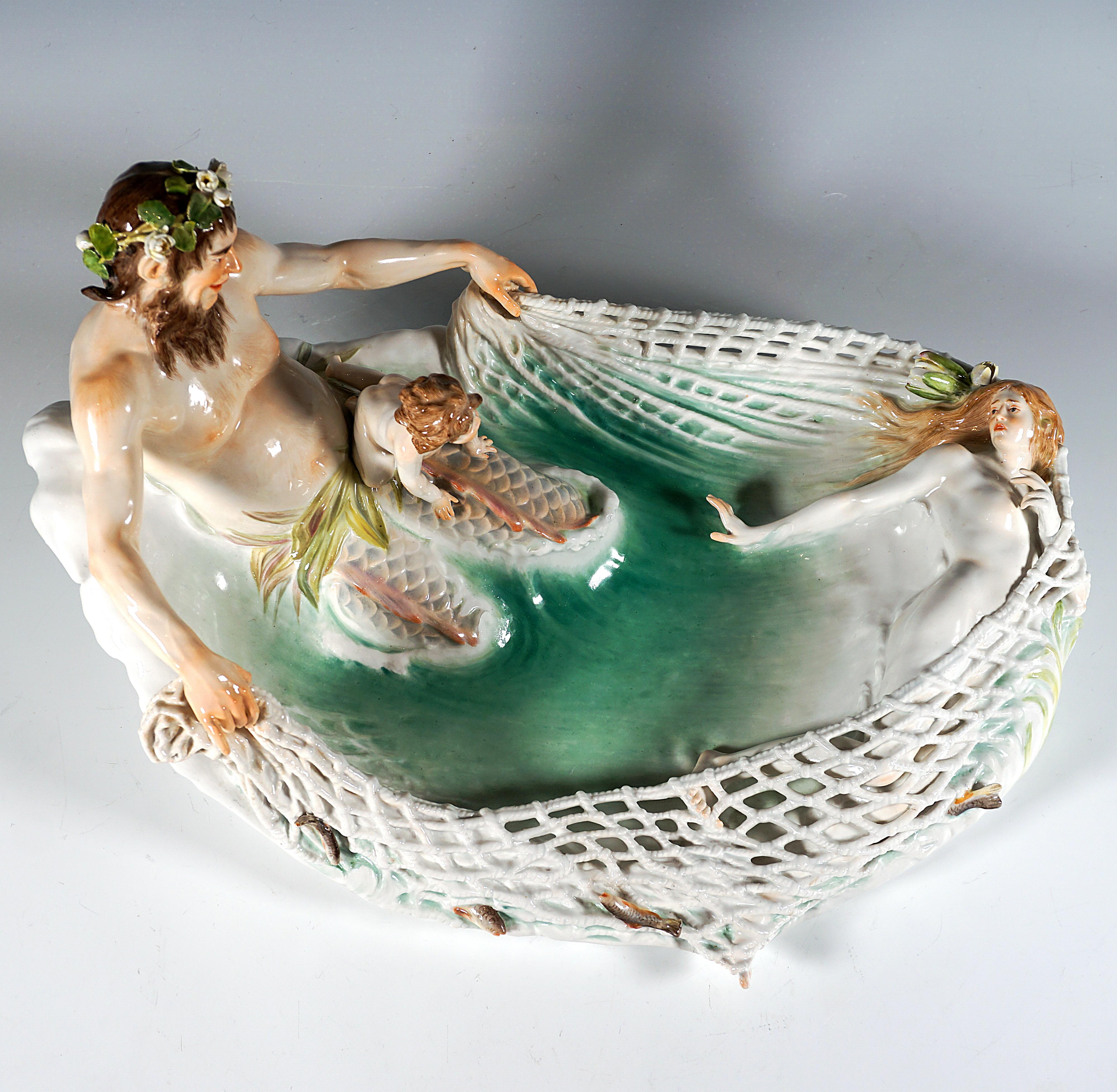 Inizio XX secolo Gruppo Art Nouveau 'Cattura di una ninfa', di Paul Helmig, Meissen Germania, 1902 ca. in vendita