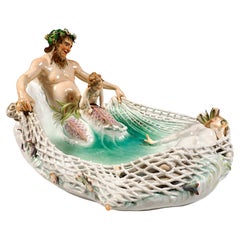 Retro Art Nouveau Group 'Capture Of A Nymph', by Paul Helmig, Meissen Germany, Ca 1902