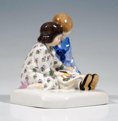 Art Nouveau Group, Chlildren With Picture Book, Frieda Strauss, Meissen, Ca 1909