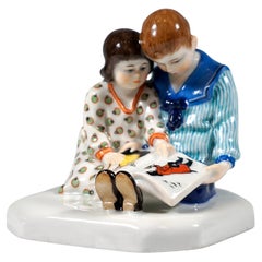 Jugendstilgruppe „Chlildren mit Bildbuch“, Frieda Strauss, Meissen, Deutschland