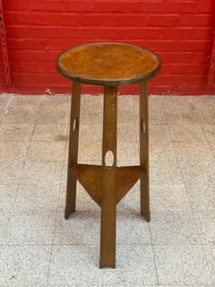 Art Nouveau Gueridon, in Oak and Brass, circa 1900