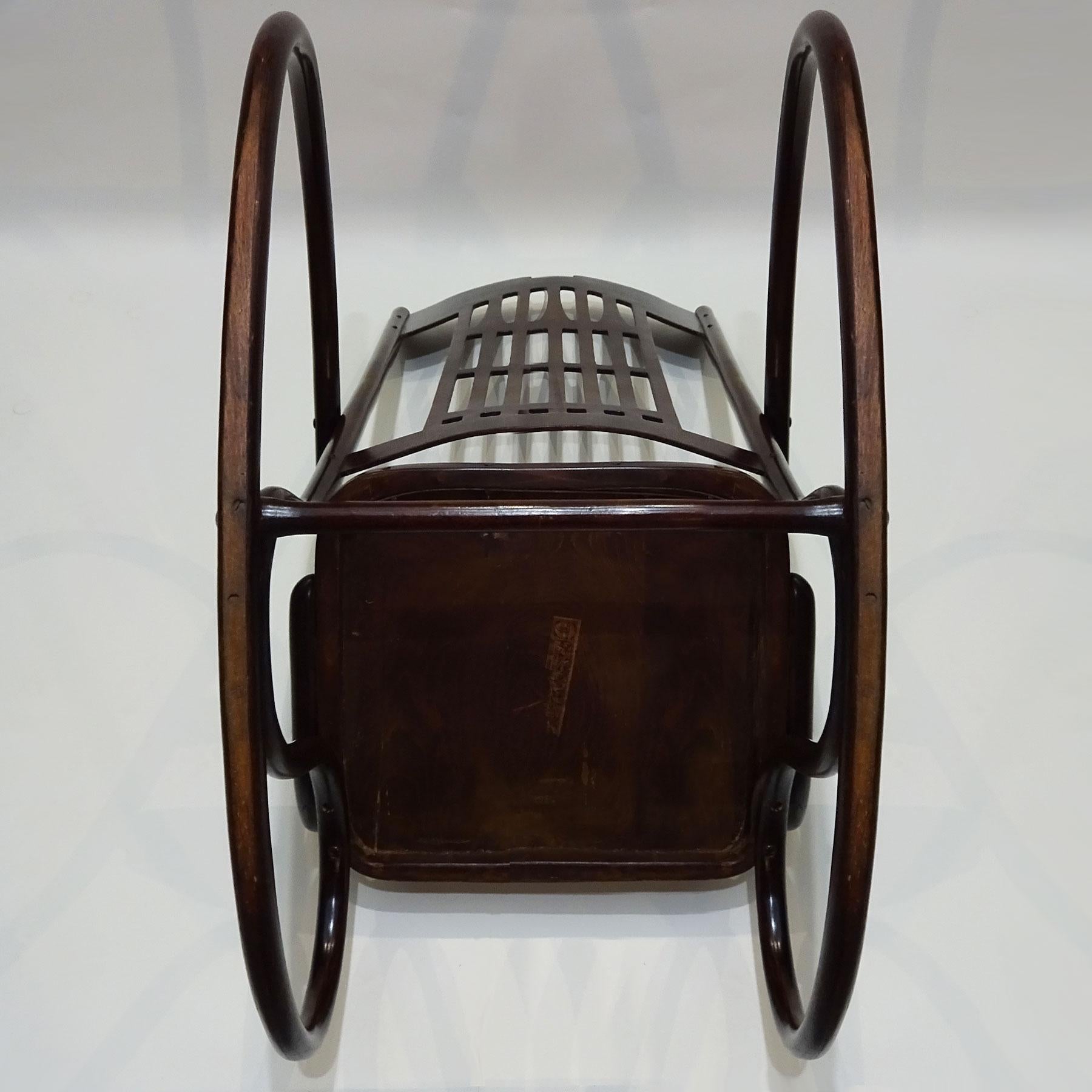 Art Nouveau Gustav Siegel Designed Jacob and Josef Kohn Bentwood Rocking Chair 3
