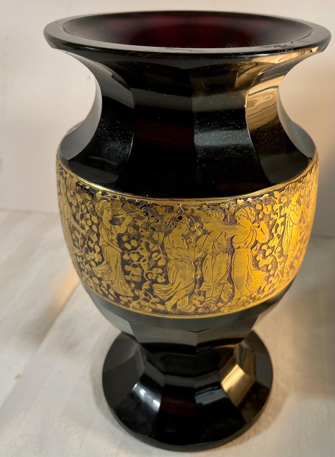 Art Nouveau Haida Moser Amethyst Amphora Vase by Adolf Rasche c1910, Signed. 1