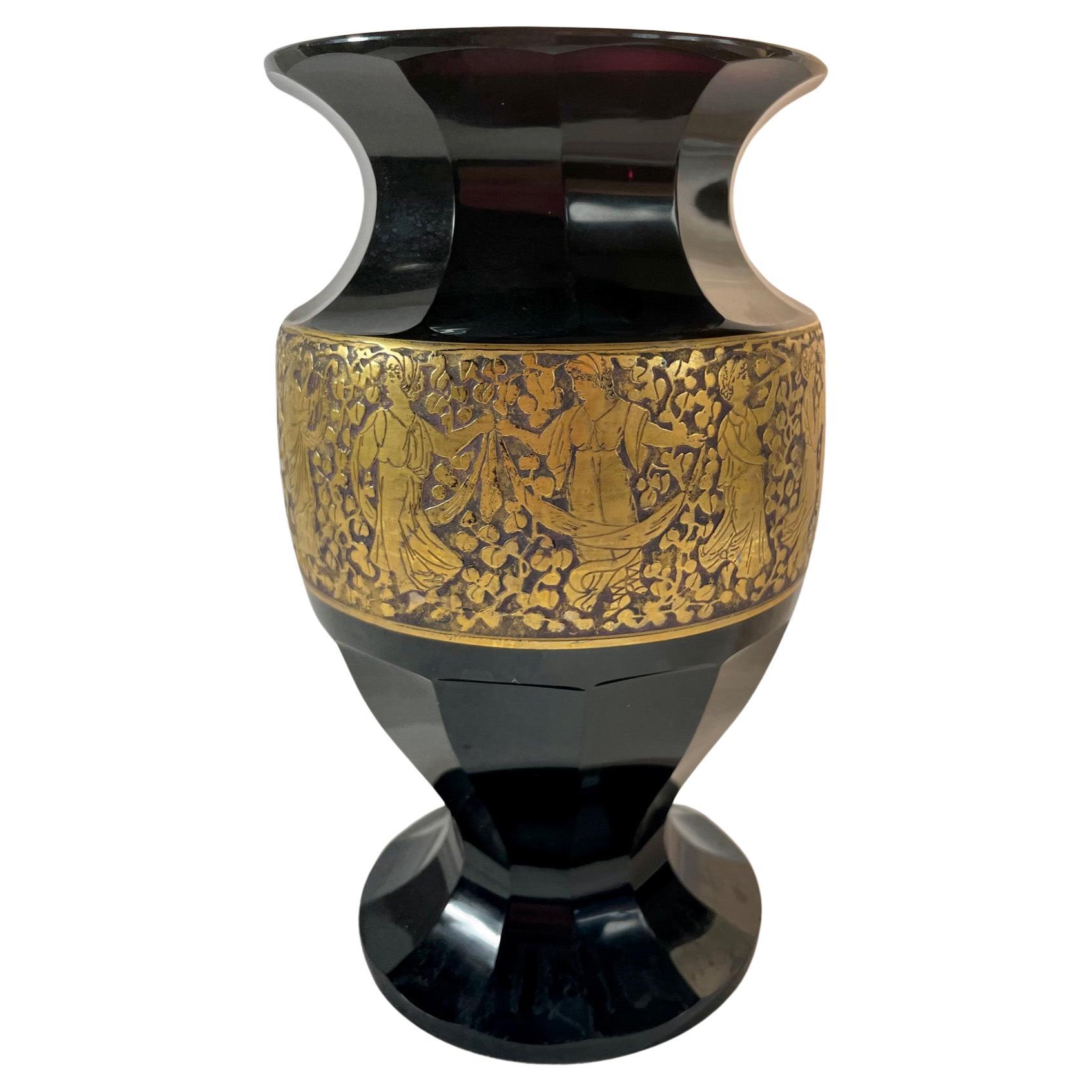 Unique Art Deco Vase by Chris Lebeau, Manufactured by Moser, Bohemia ...