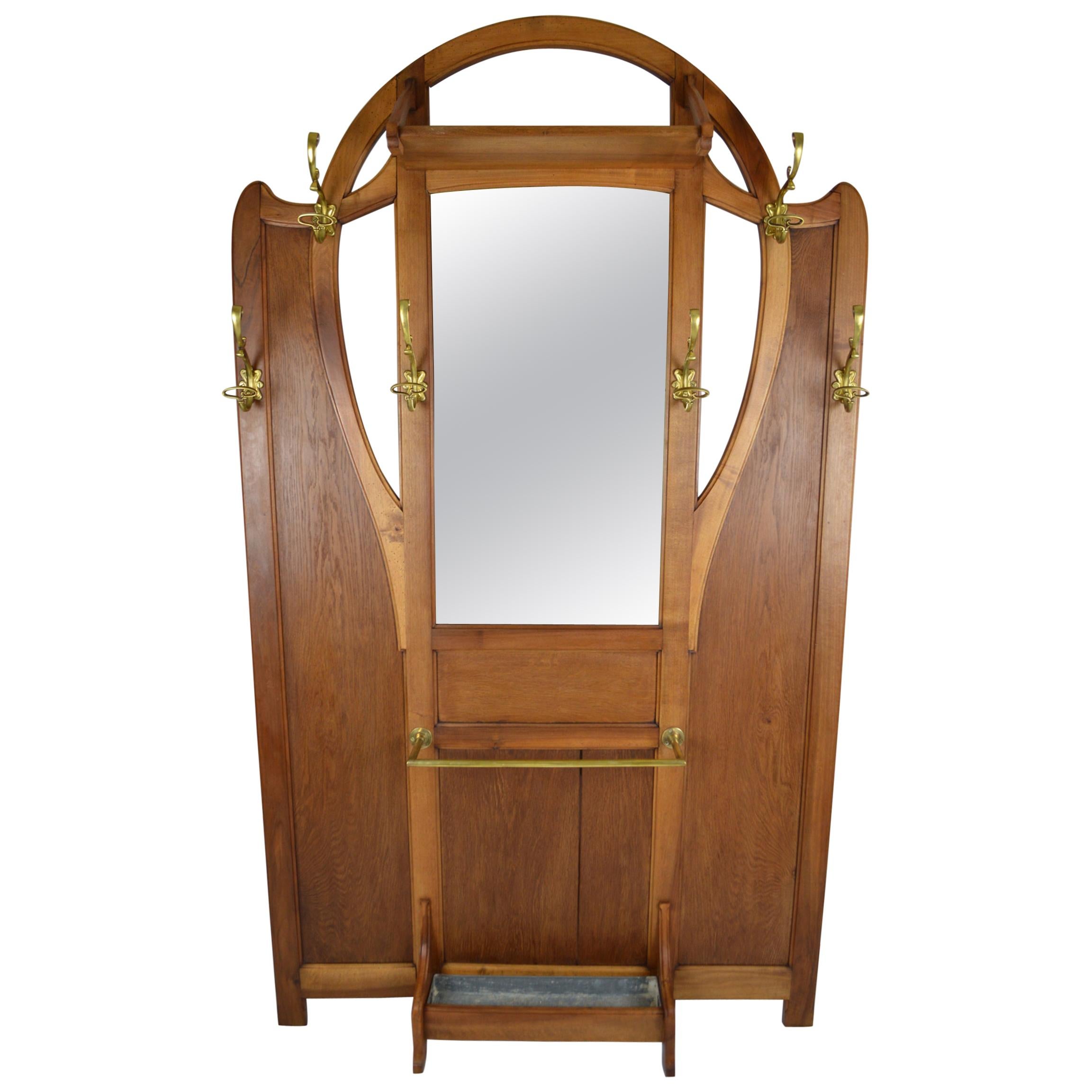 Art Nouveau Hall Stand or Coat Rack in the Style of Serrurier-Bovy, circa 1900 For Sale