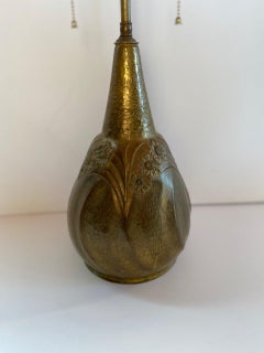 Art Nouveau Hammered Pewter Gourd Lamp by Leon Provins, Belgium