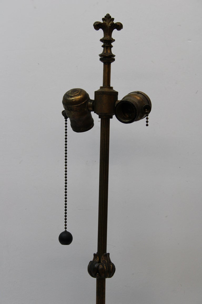 Art Nouveau Hand Blown Glass and Brass Table Lamp For Sale at 1stDibs
