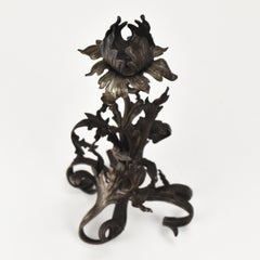 Art Nouveau Hand Forged Iron Candlestick Candle Holder Majorelle Blossfeldt