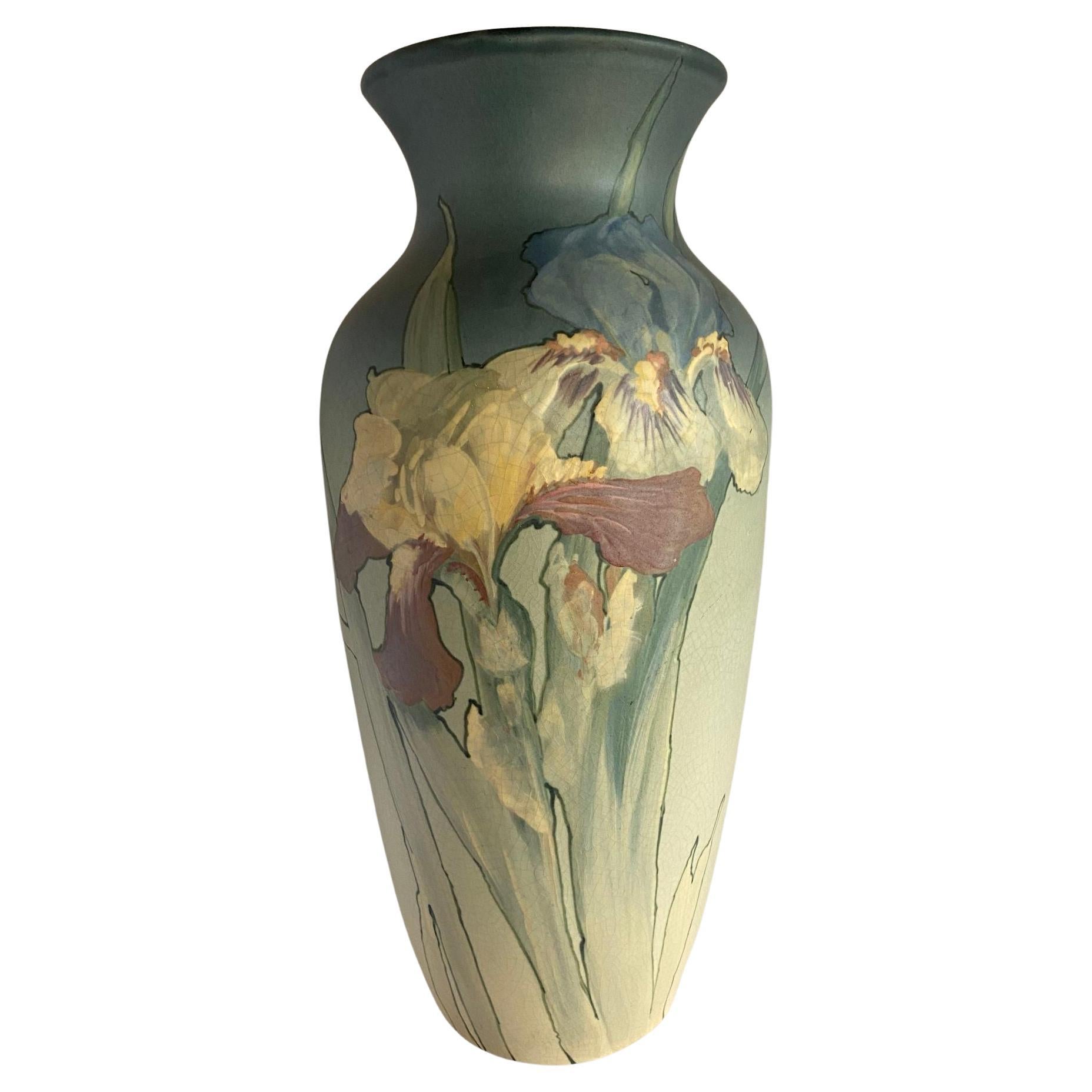 Art Nouveau Hand-Painted Art Pottery Vase by Weller Pottery For Sale