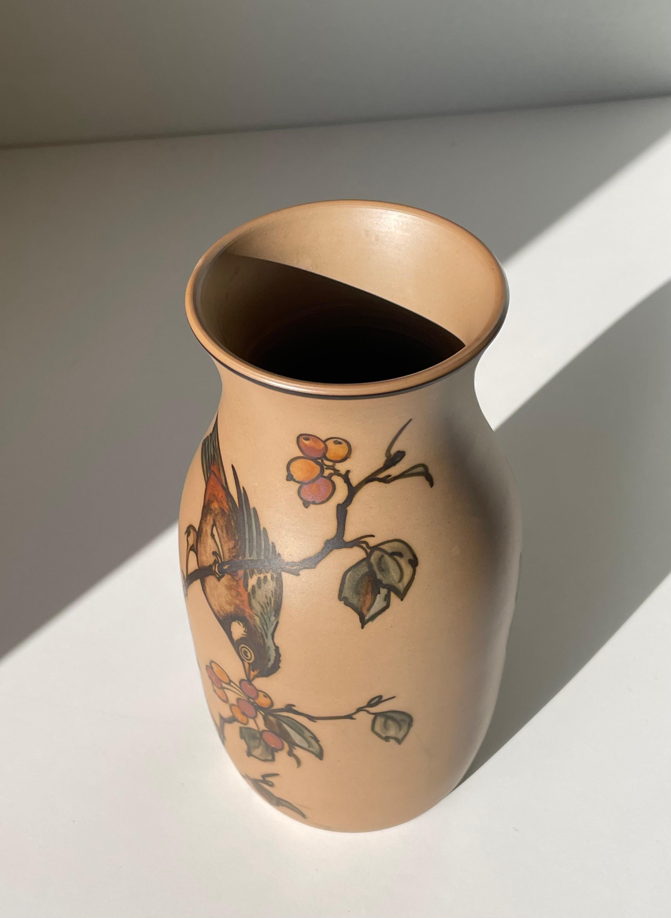 Hjorth Danish Art Nouveau Hand-Painted Vase, 1940s For Sale 9