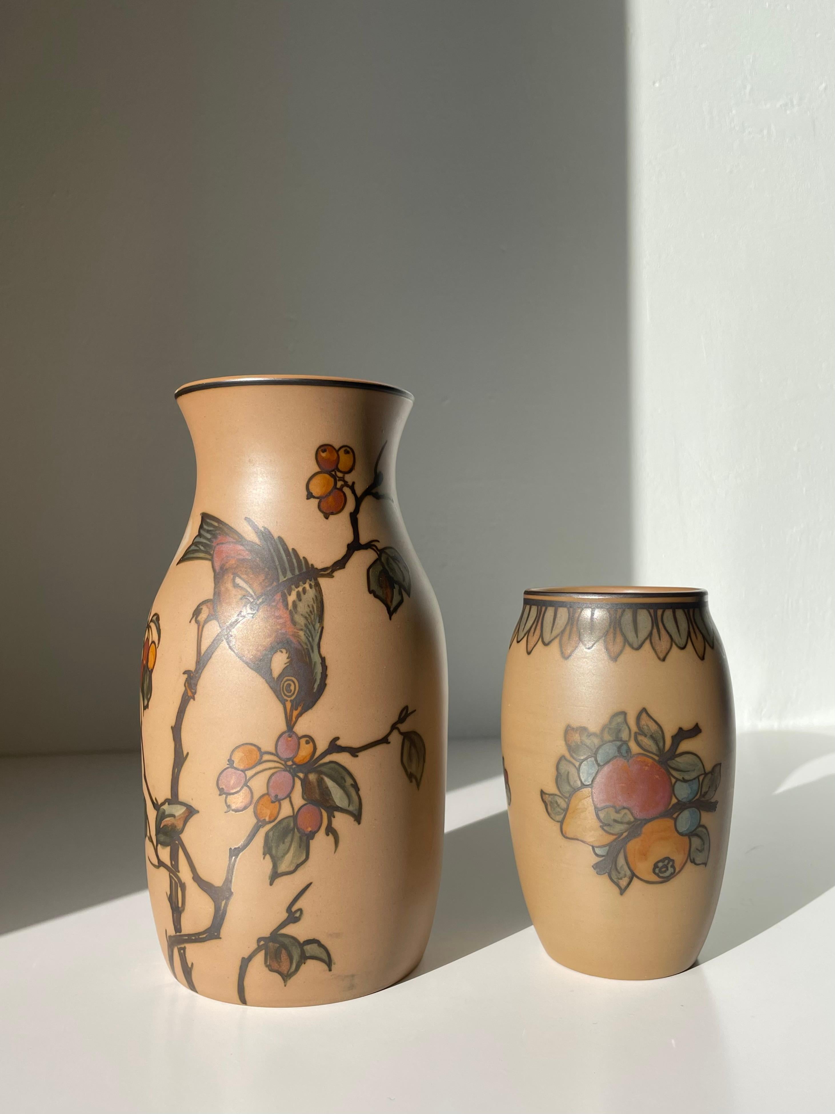 Vase Art nouveau danois peint à la main Hjorth, années 1940 en vente 8
