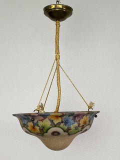 Lampe Art nouveau en verre peint à la main