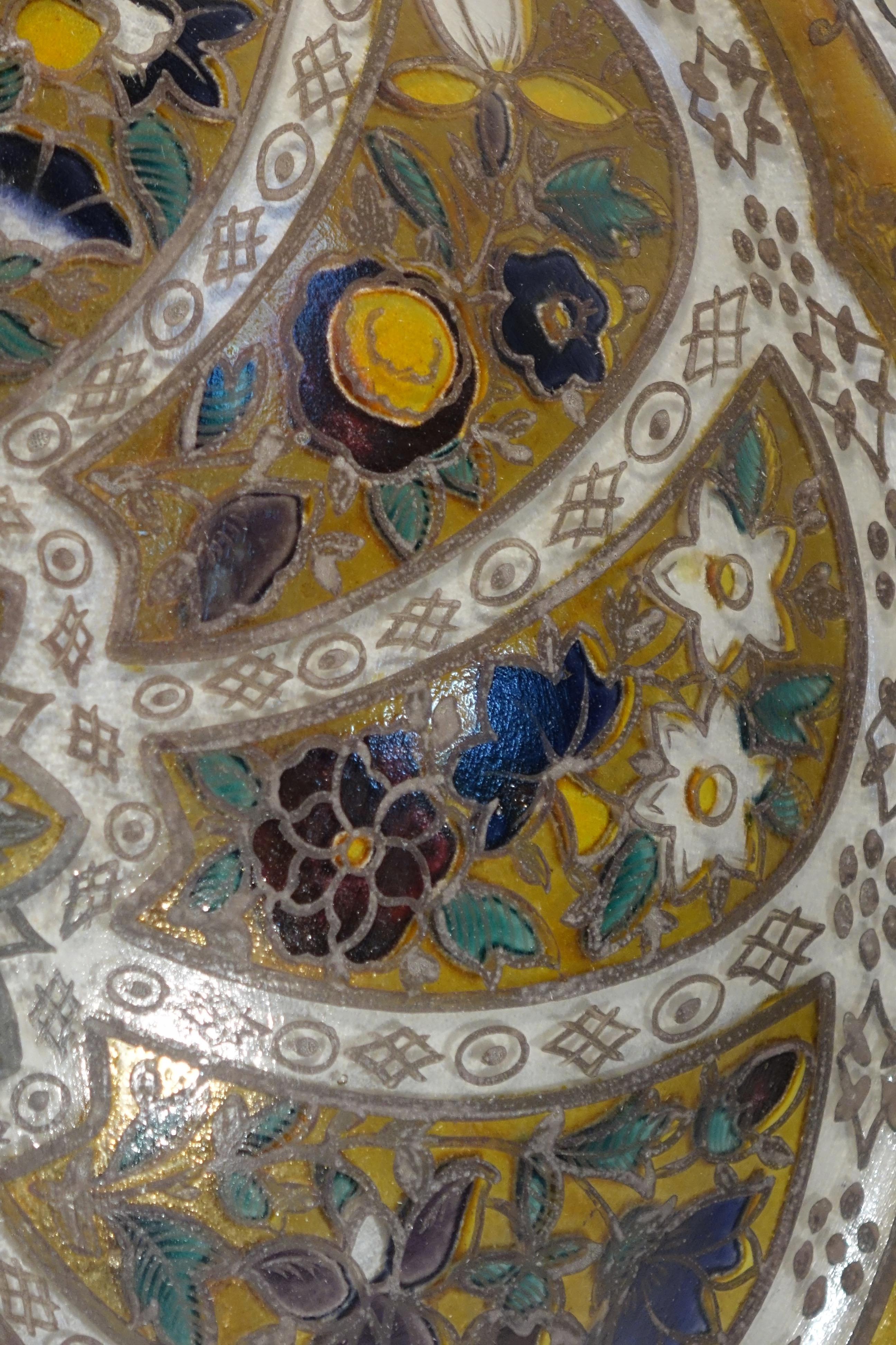 Lampe Art Nouveau en verre peint à la main Bon état - En vente à PARIS, FR