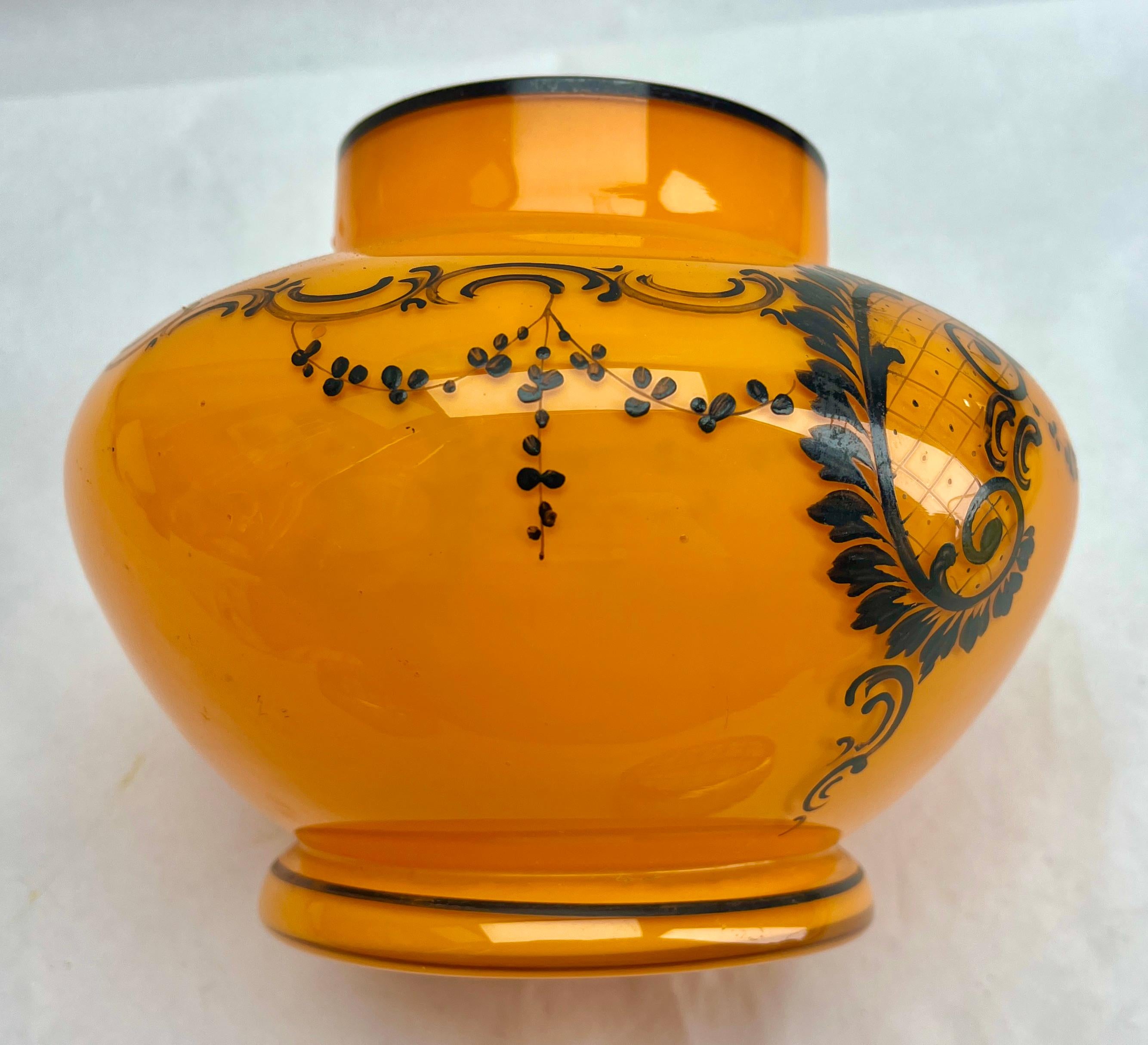 Art Nouveau Hand Painted glass Pique Fleurs' vase by Kralik' with Grille 3