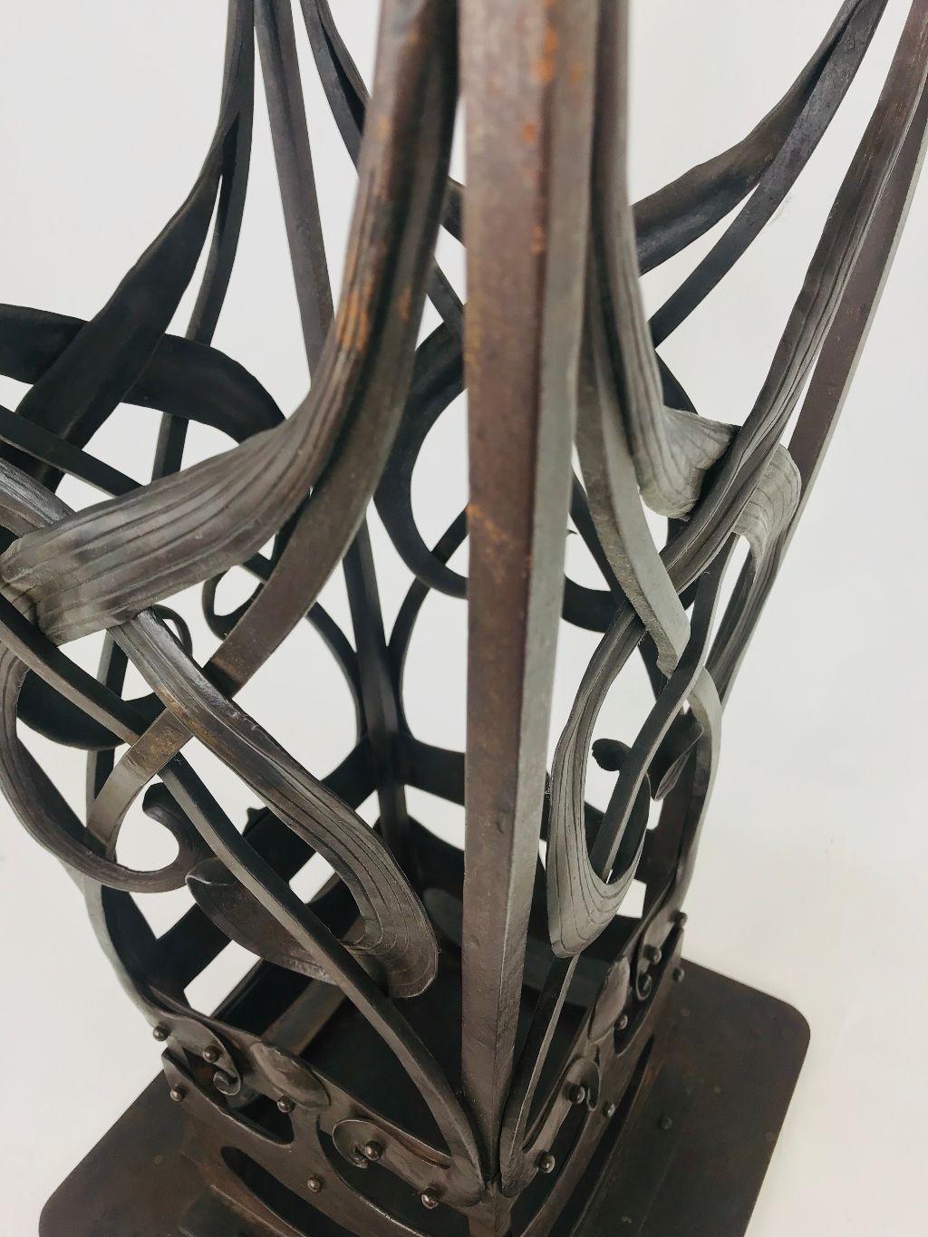 Art Nouveau Handwrought Iron and Steel Table Hermann Obrist 4