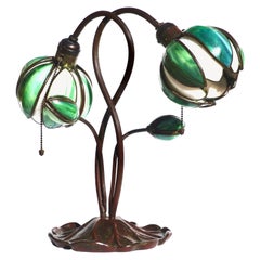 Art nouveau Handel Two Light Lily Desk Lamp