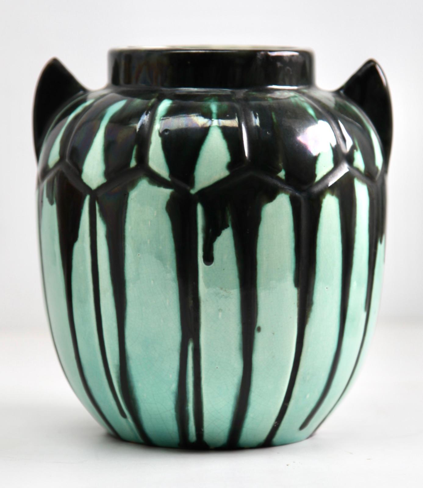 Art Deco Art Nouveau Handmade and Hand Glazed Planter Jardinière, 1930, Belgium For Sale