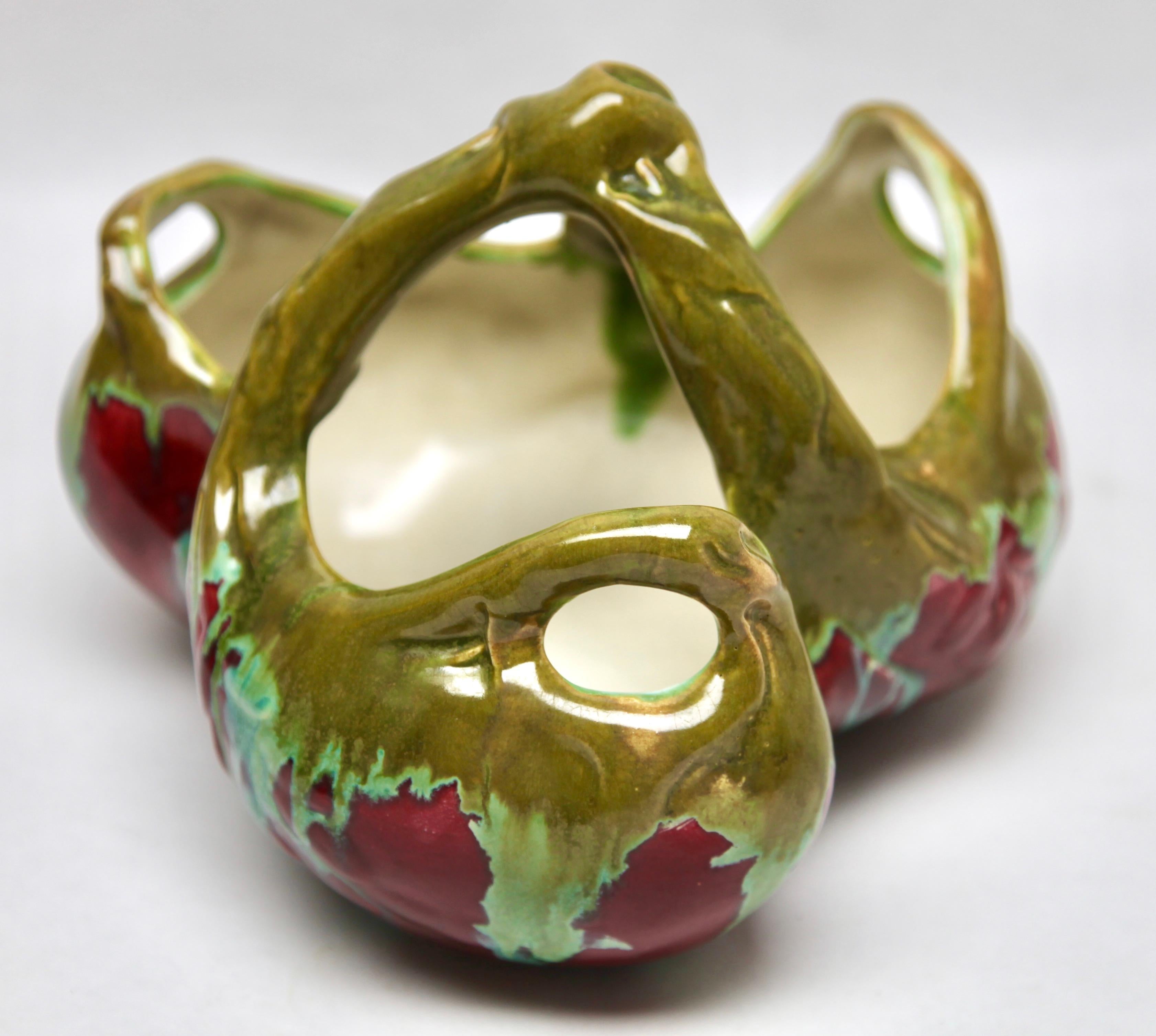 Ceramica Fioriera Jardinière in stile Art Nouveau realizzata e smaltata a mano, 1930, Belgio in vendita