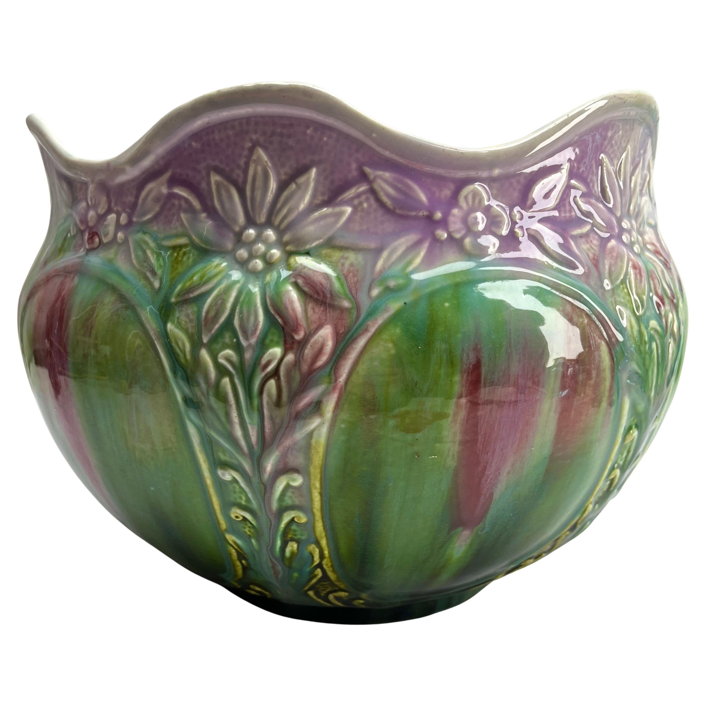 Fioriera Art Nouveau fatta a mano e smaltata a mano, 1930 Belgio