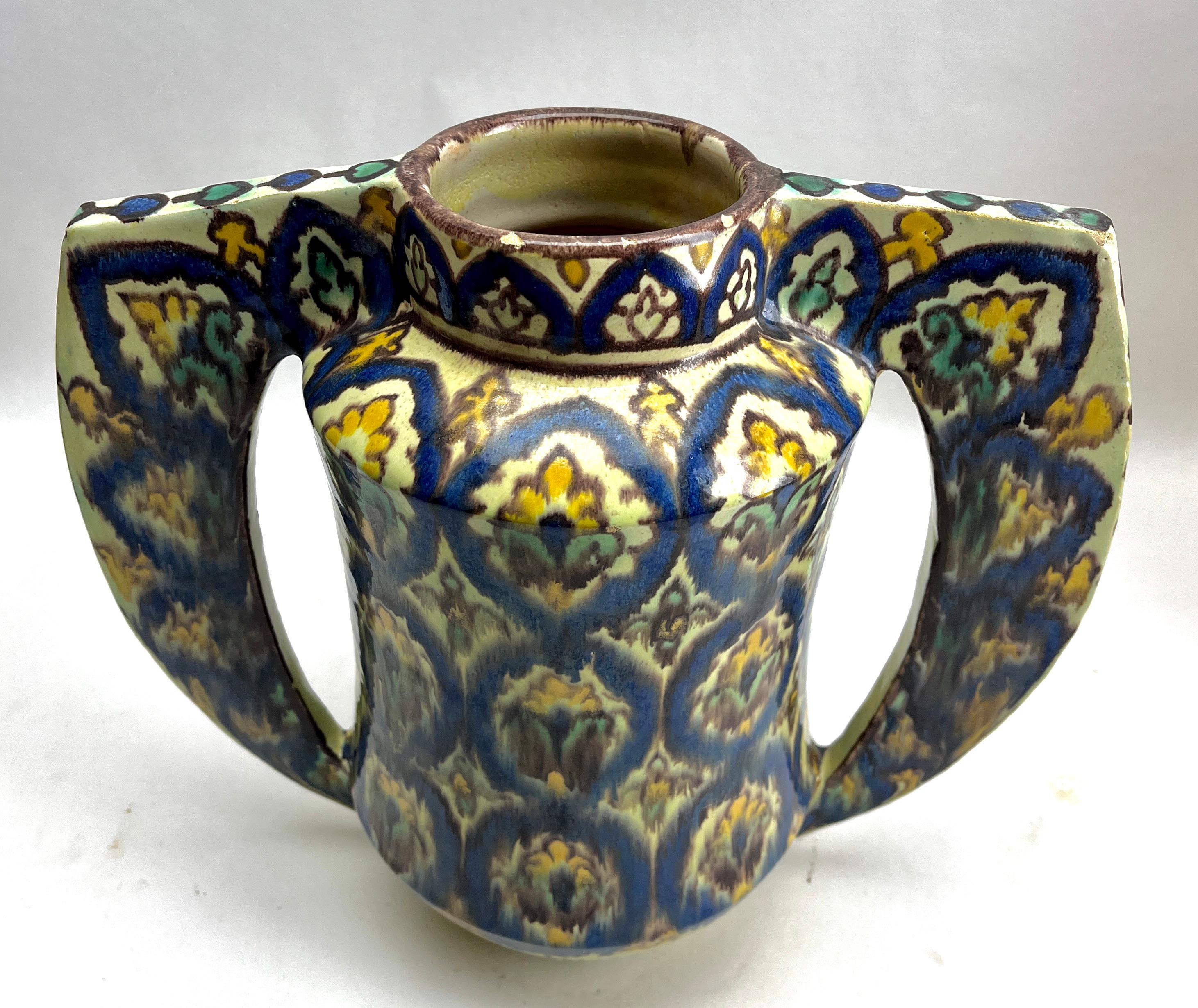 Ceramic Art Nouveau Handmade and Hand Glazed Planter Jardinière Signed 1930s For Sale