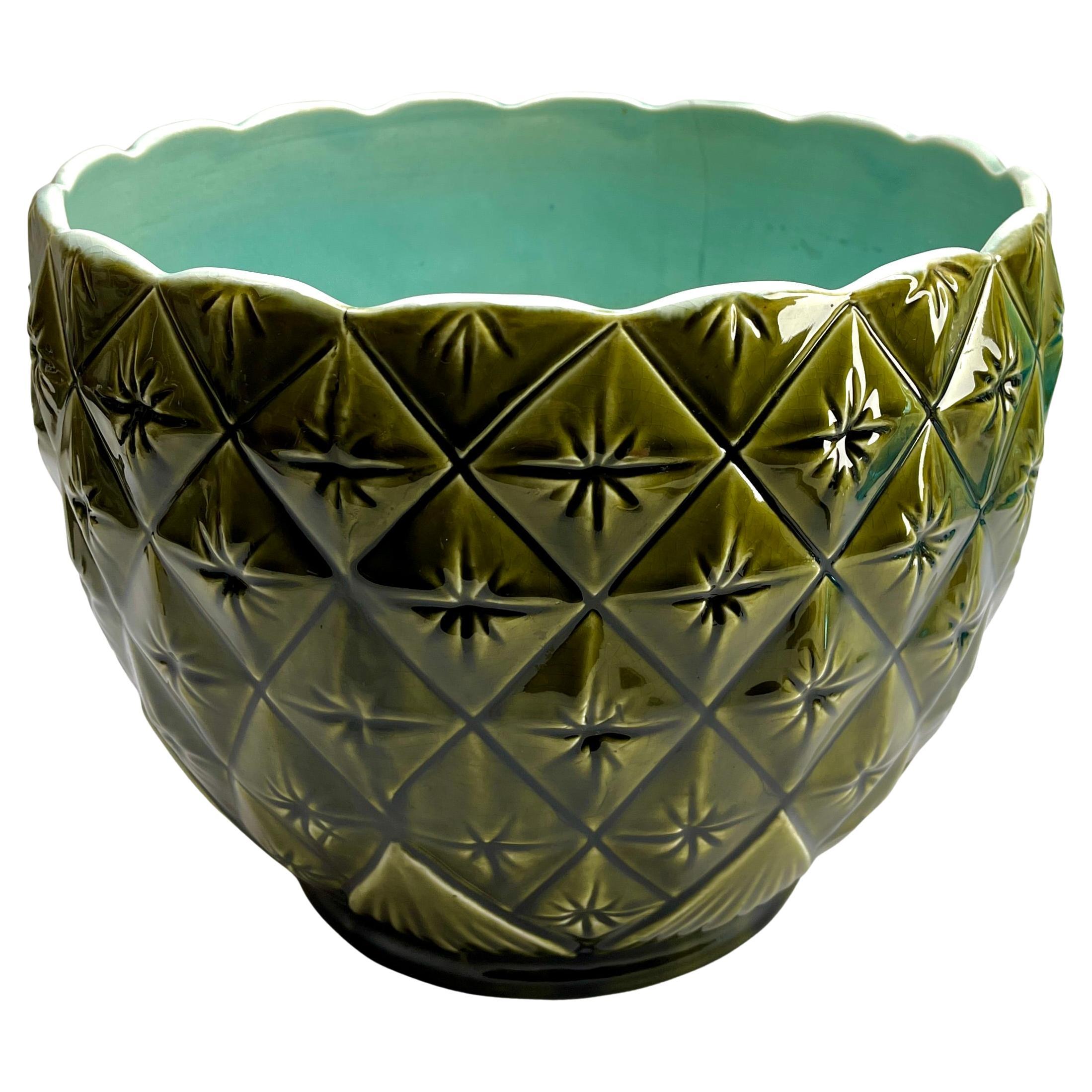 Fioriera Jardinière in stile Art Nouveau realizzata e smaltata a mano, timbro: Wessel 958