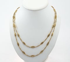 Art Nouveau Handmade  Long Gold Chain Necklace