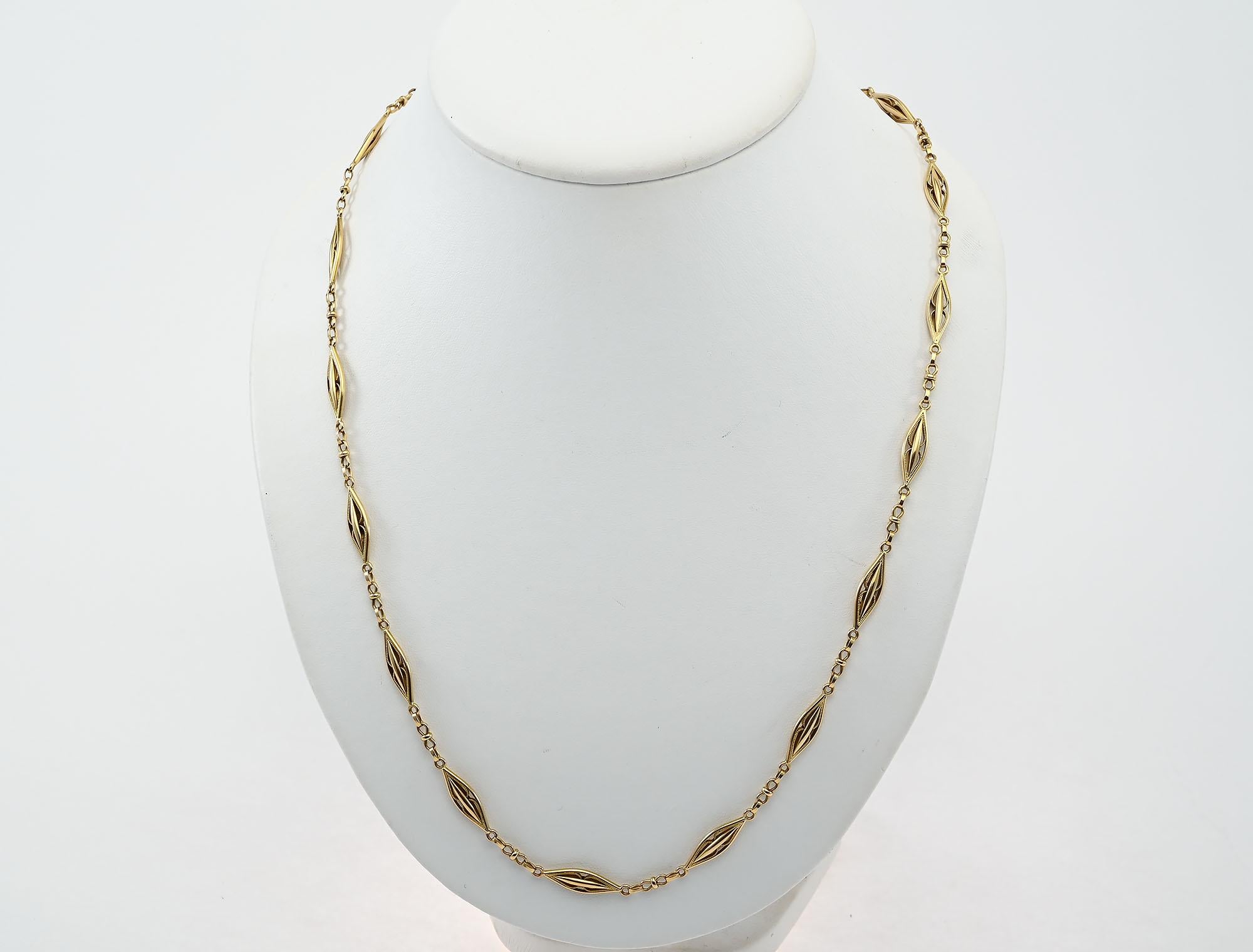 Art Nouveau fatto a mano  Collana lunga con catena d'oro In condizioni ottime in vendita a Darnestown, MD