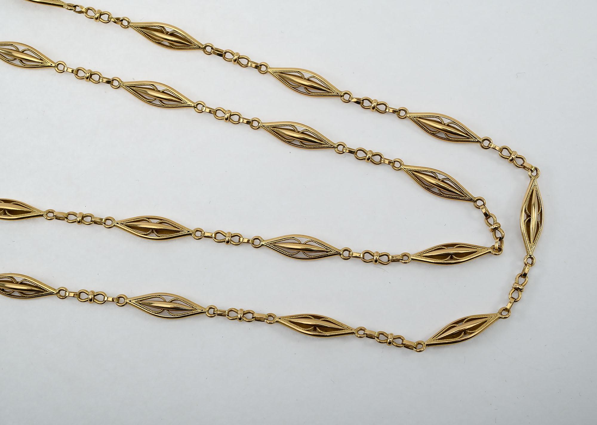 da uomo o donna Art Nouveau fatto a mano  Collana lunga con catena d'oro in vendita