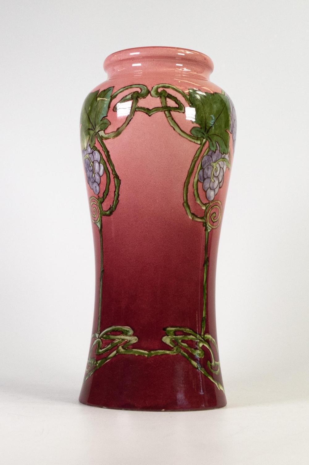 English Art Nouveau Handpainted DOULTON Lambeth Faience ART NOUVEAU style vase. Pink.  For Sale