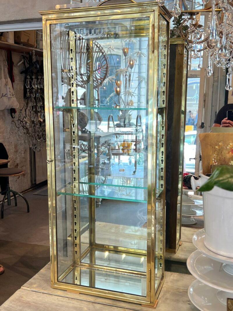 French Art Nouveau Handsome Brass Display Cabinet, 1920s For Sale