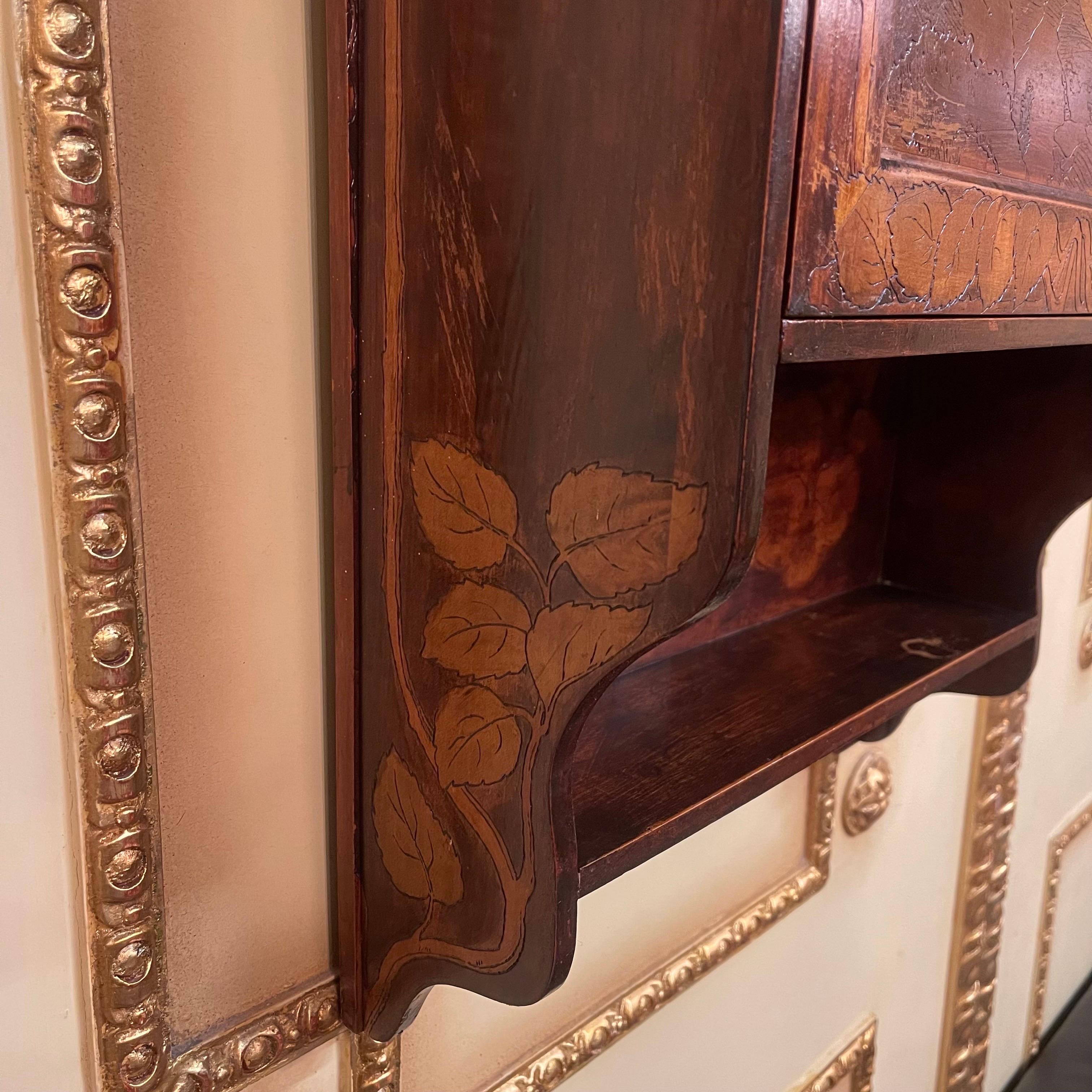 Early 20th Century  Art Nouveau hanging cupboards With fruitwood inlays For Sale