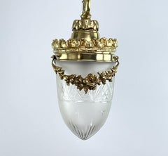 Jugendstil-Hängelampe aus Bronze in Tropfenform, 1900er Jahre