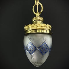 Jugendstil-Hängelampe aus Bronze in Tropfenform, 1900er Jahre