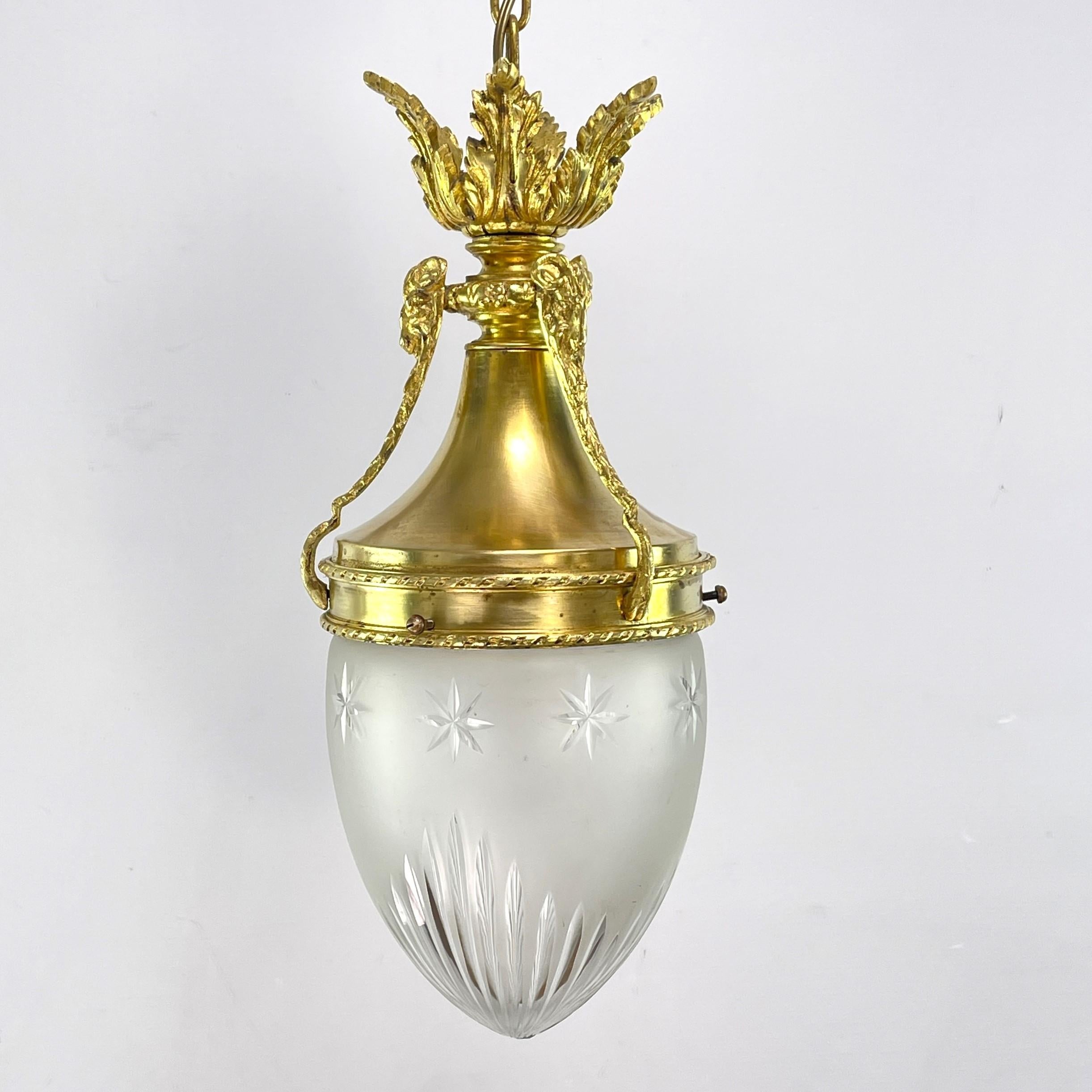 XX secolo Lampada a sospensione Art Nouveau in bronzo, forma a goccia, 1900 in vendita